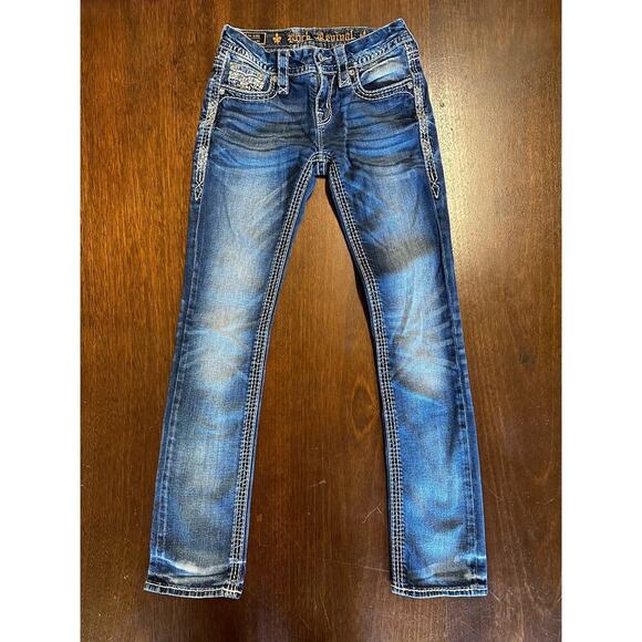 Rock Revival Denim - Rock Revival Jeans Berry Straight  Leg Women’s 25 Blue Denim Embellished Country